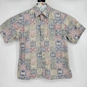 Cooke Street‎ Shirt Mens Large Hawaiian Short Sleeve Geometric Reverse Print